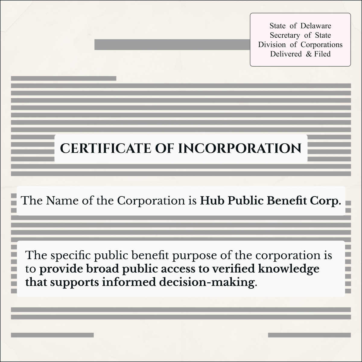 Hub Public Benefit Corp.